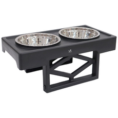 DING DONG PET 寵物升降可調高度大型犬不鏽鋼餐具 2口, 黑色, 1個