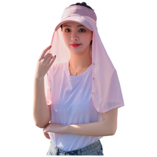 모자 햇빛 차단 가리개 마스크 얼굴 여성 남자 탈부착 자외선 쿨원단 가림, 핑크, 1개, 1개입