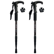 [웨스트썬]히르커스 T자 두랄루민 안티쇼크 4단 등산스틱 2p, 2개, 블랙