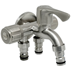 SUS304 스텐 카프링 세갈래꼭지 세탁기 수도꼭지 ye2*62923Ra, 1개