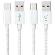 USB-C 타입 패브릭 초고속 충전 데이터 케이블, 2개, 화이트, 2m 2개, 화이트, 2m