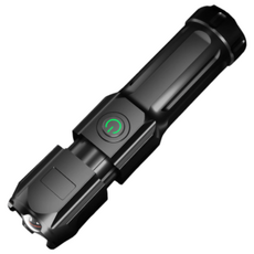 골드앤우드 초경량 다기능 괴물 밝기 휴대용 LED 충전식 써치 줌 라이트 후레쉬 손전등, 블랙, 1개