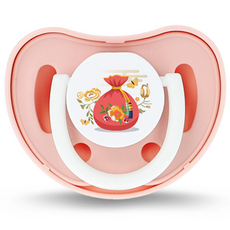 petinube 民族願望福袋印花矽膠安撫奶嘴, 第2階段(6~18個月), 粉色, 1個