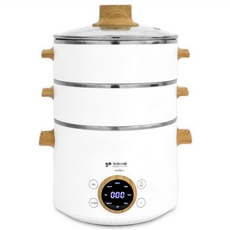 키친아트 멀티쿠커 2L + 2단 전기찜기, 화이트우드 멀티쿠커 2L