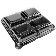 4칸 반찬용기 100세트 다용도 소스 떡 마카롱 모찌 포장배달 4찬용기, 100세트(용기+뚜껑), 1개