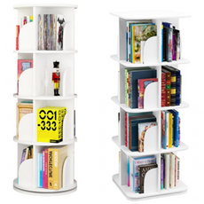 JAMI 360도 회전책장 2단 4단 책장 조립식 DIY 책꽂이 원형 사각, 사각형 2단
