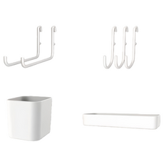 노제 타공판 전용 수납 액세서리 세트 후크/트레이/수납컵 (보드 미포함), 흰색, 1세트