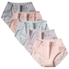 5매입! 여성 순면 풍성한 레이스 장식 팬티 - 착용감 최고! 일상 속 섹시한 란제리 속옷