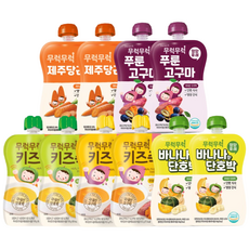 무럭무럭 키즈죽 과일퓨레 알뜰 10팩 (고구마 단호박 제주당근 바나나단호박 푸룬고구마 각 2팩), 100g