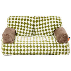 포비 강아지 쇼파 반려동물 구름소파 애견 매트, 레크로 체크 그린, 1개