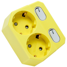 아이정 더좋은 회전형 개별 스위치 2구 멀티탭 추천 콘센트 이사준비물 새집준비물, 1개, 옐로우, 0.1cm