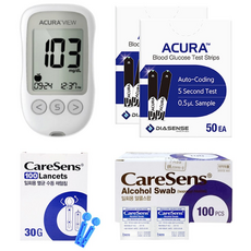 아큐라플러스 혈당측정기 세트, 1세트, 아큐라혈당계+시험지110(+침110+솜100)