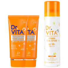 닥터비타 미백 주름개선 자외선 차단 3중 기능성 비타민 선크림 (SPF50+ / PA+++), 250ml, 선크림2개+선스프레이1개, 2개