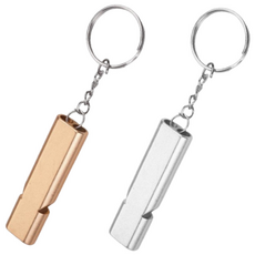 빅쓰리몰 1+1 호신용 가벼운 휴대용 호루라기 호각 휘슬 키링 열쇠고리, 골드+실버, 1개