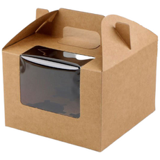 방구석상인 손잡이 머핀상자 컵케익 포장, 20개, 4구 크라프트