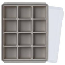 warmly 12格矽膠輔食盤+蓋子, Warm Gray, 1個