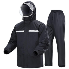 테밍 젖지않는 오토바이 우의 상하의 이중 안감 소재 우비 세트, 검정