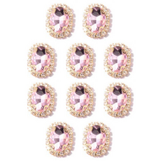 마켓감성 대용량 셀프 웨딩 클리어 큐빅 스톤 네일 샤인브로치파츠, 타원형 오로라핑크, 10개