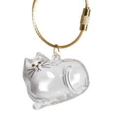 리빙릿 고양이 털 보관 투명 키링 반려묘 캡슐 펫 추억보관함 열쇠고리, 1개, 맑음냥이