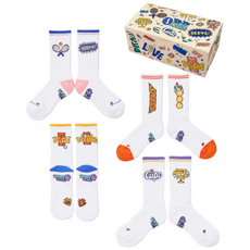 [오드삭스] 4개 선물세트B - 테니스 양말 발목보호 기능성 면스포츠양말 세트, M(230mm-250mm)