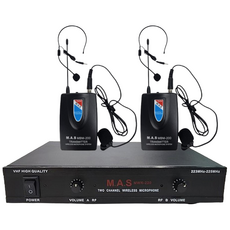 MAS 무선마이크 세트 2채널 강의 방송용 공연용 행사용 강연용 MWR-220, 헤드셋+헤드셋