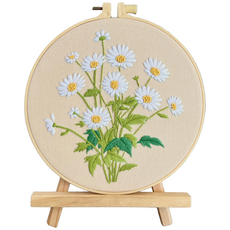 아가토스 DIY 데이지 꽃 프랑스 자수 패키지 세트, 옐로우데이지, 1세트