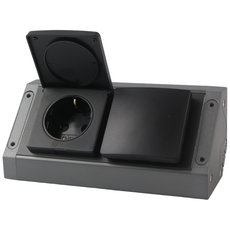 빌트인 매직 코너 콘센트 노출 싱크대 모서리 2구 다크그레이, 1개