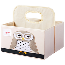 3 sprouts 多用途手提尿布收納籃 尿布收納用品, 貓頭鷹款, 1個