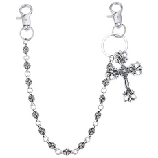 크로스 팬츠 체인 레트로 실버 스타일 청바지용 장식 패션 액세서리 (전체 길이 55cm)