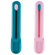 DING DONG PET 貓咪肉泥湯匙 擠壓器 2件組, 綠色 + 粉紅色, 1套