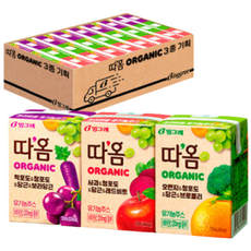 빙그레 따옴 오가닉 주스 3종 기획(오렌지브로콜리8+적포도보라당근8+사과레드비트8) 총 24개, 3종 혼합, 120ml