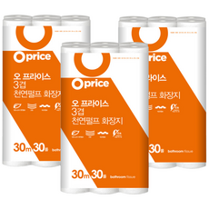 오프라이스 3겹 천연펄프 화장지 30m, 3개, 30롤