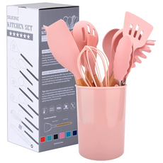 실리콘조리세트 조리도구 키친툴 12종 멀티스푼 식약처검사 주방, 5세트, 핑크
