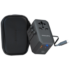 필립스 여행용 멀티어댑터 70W USB-C 고속충전 해외여행 + 파우치 증정, 그레이 CHP9004B, 1개, 1.5m