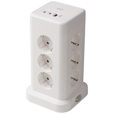 지클릭커 타워 12구 고용량 4000W USB 멀티탭 NP712PD 화이트, 1개, 타워형 12구 화이트, 2m