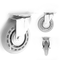 대차 조립용 바퀴 무소음 인라인 우레탄 경량 캐스터 회전형 12.5cm(5인치) 투명, 1개