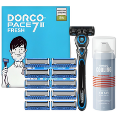 [도루코] 페이스7II 프레쉬 면도기+면도날+쉐이빙폼(총11입), 1세트