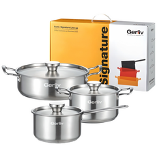 겔리브 IH 인덕션 304 스테인리스 스텐 냄비, 1개, 실버, [S+M+L] 3종 (냄비+뚜껑) 세트