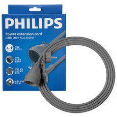 필립스 고용량 연장선 연장 케이블 납작 콘센트 1구 멀티탭, 1개, 3m, 그레이 CHP1110GB
