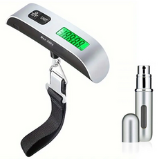 JK 핸디형 저울 50kg+향수공병 T자 스트랩형 디지털 손저울 기내용 캐리어 수하물 무게 측정 여행용, 1세트, OG093. 저울 핸디형 50kg 스트랩형 + 향수공병