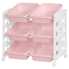 리빙스마일 스마일이동식 화이트 프레임 바구니 정리함 A 소형 6p, 러브핑크, 1개