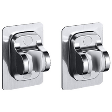 애썸블 무타공 강력 접착식 각도조절 샤워기 거치대, 실버