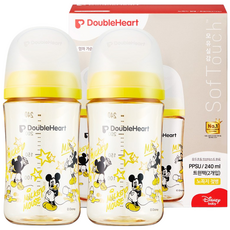 더블하트 모유실감 3세대 PPSU 디즈니 클래식 젖병 트윈팩(젖꼭지미포함), 미키, 240ml, 1세트 미키, 240ml, 1세트