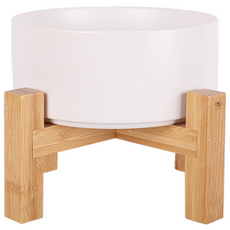 DING DONG PET 寵物架高木架瓷碗 豪華L號, 白色的, 1個