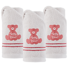 TR테디베어 싱글테디 세면타월 호텔수건 30수 130g, 3개, 그레이