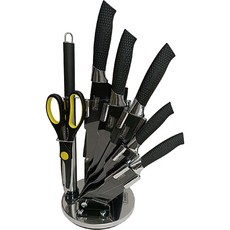 일이공팔 깔끔 주방 올인원 세라믹코팅 8종 칼세트, 블랙, 1개