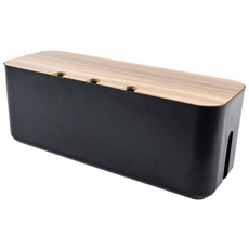 電線整理收納盒 06黑色 A款實木 L號, 1個