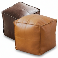 1+1 행사 프리미엄 리클라이너 발받침 인조가죽 퀄팅 발받침 인스타감성 북유럽풍 스툴 헌옷 수납스툴, 코코아+오렌지, 2개