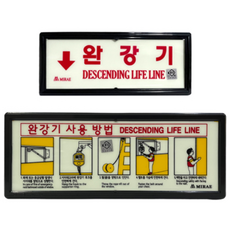 KFI인증 완강기 표지판 세트 (완강기+사용 설명-가로형), 1세트