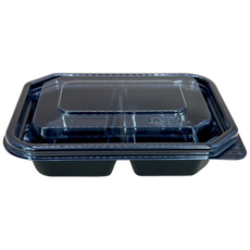 사각반찬2구 반찬소분용기 2칸반찬용기 (지담202-2) 검정 100세트, 검정(돔뚜껑)